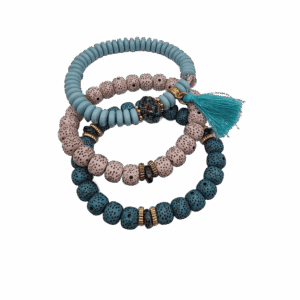 trio de bracelets bleus en pierres synthétiques 💙