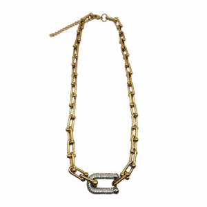 collier étrier serti en blanc et oxydes de Zirconium