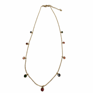 Collier Élégant en Acier Plaqué Or multi pierres