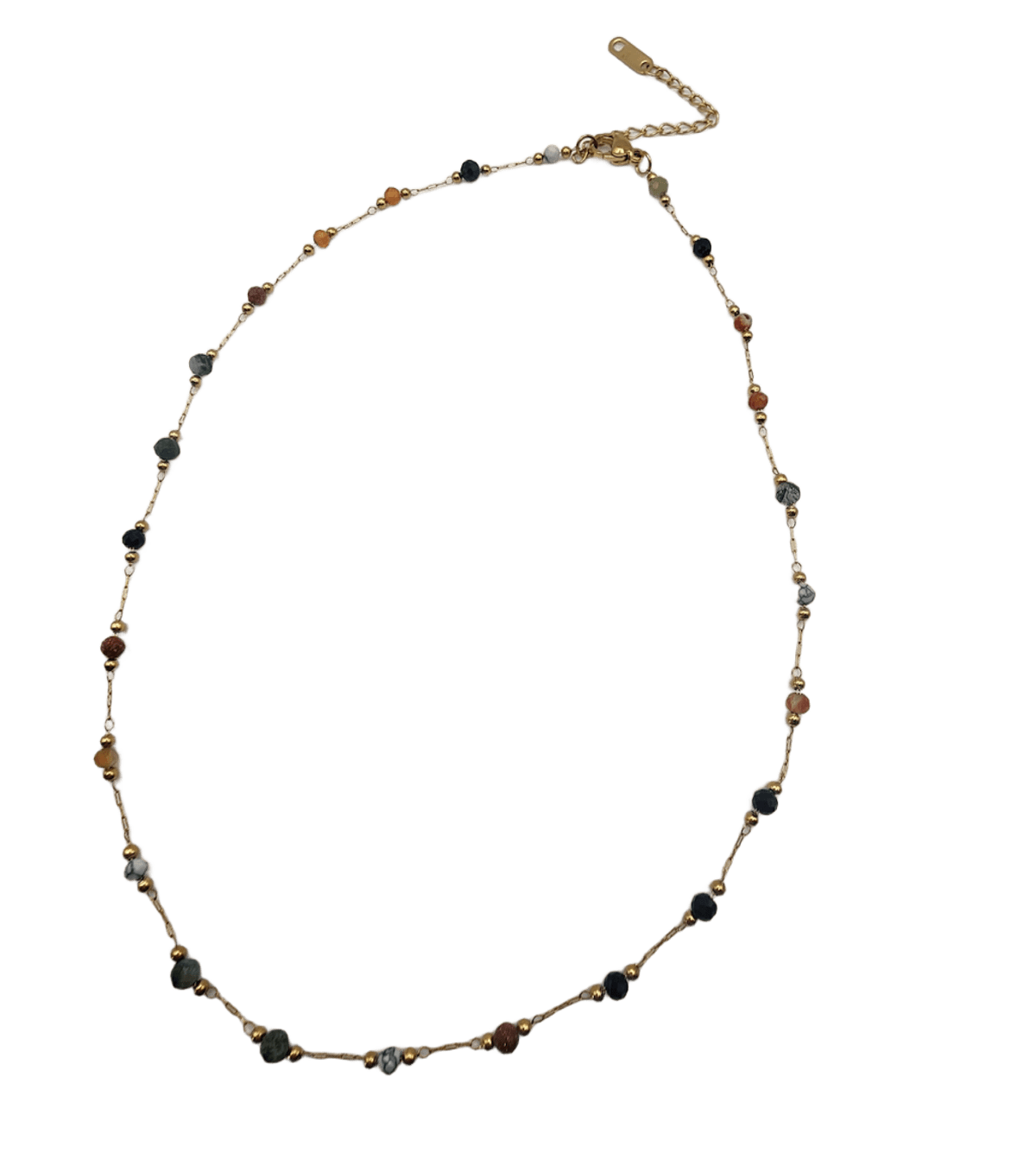 COLLIER PLAQUE OR ET PIERRES – Image 2