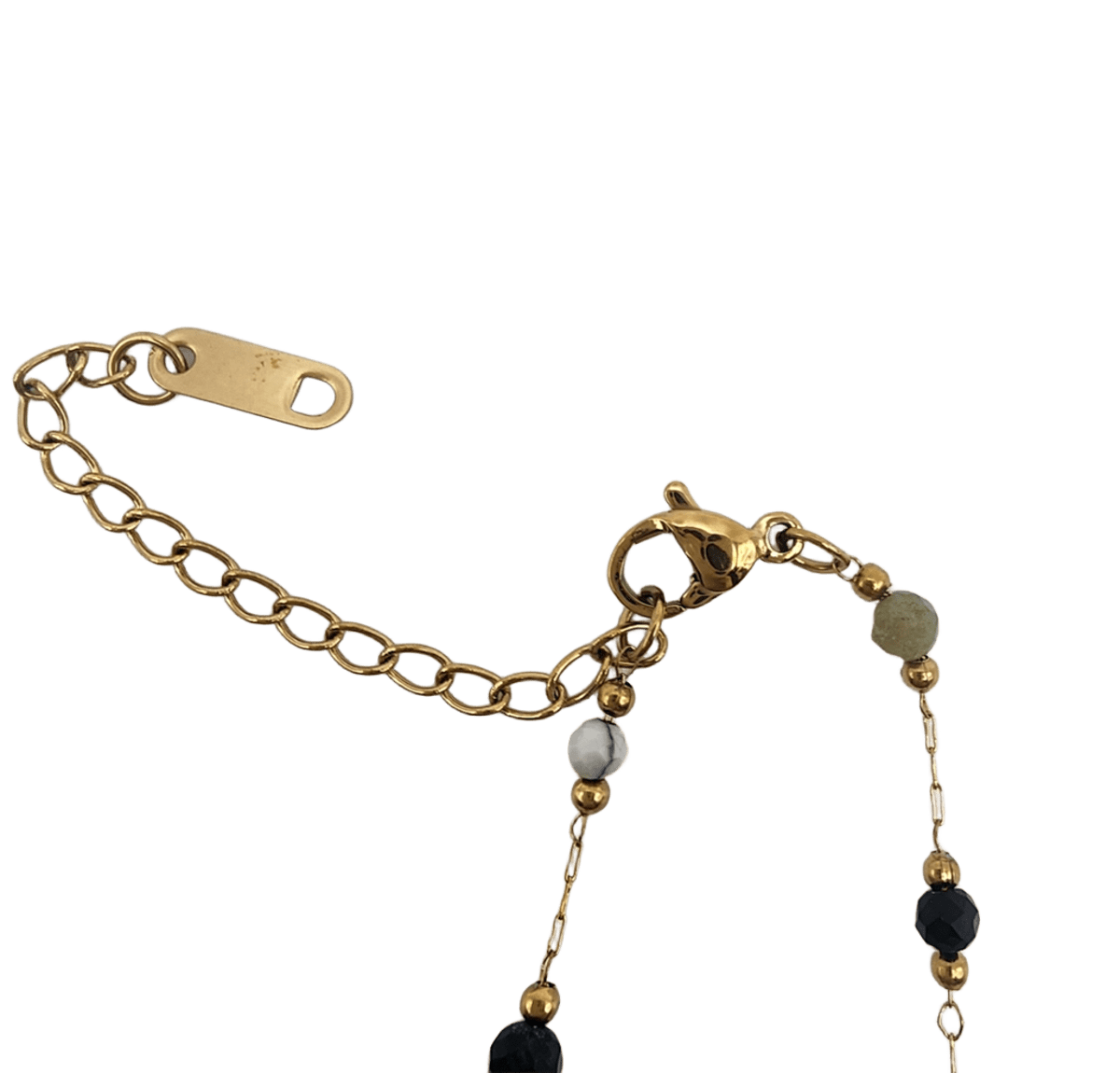 COLLIER PLAQUE OR ET PIERRES – Image 3