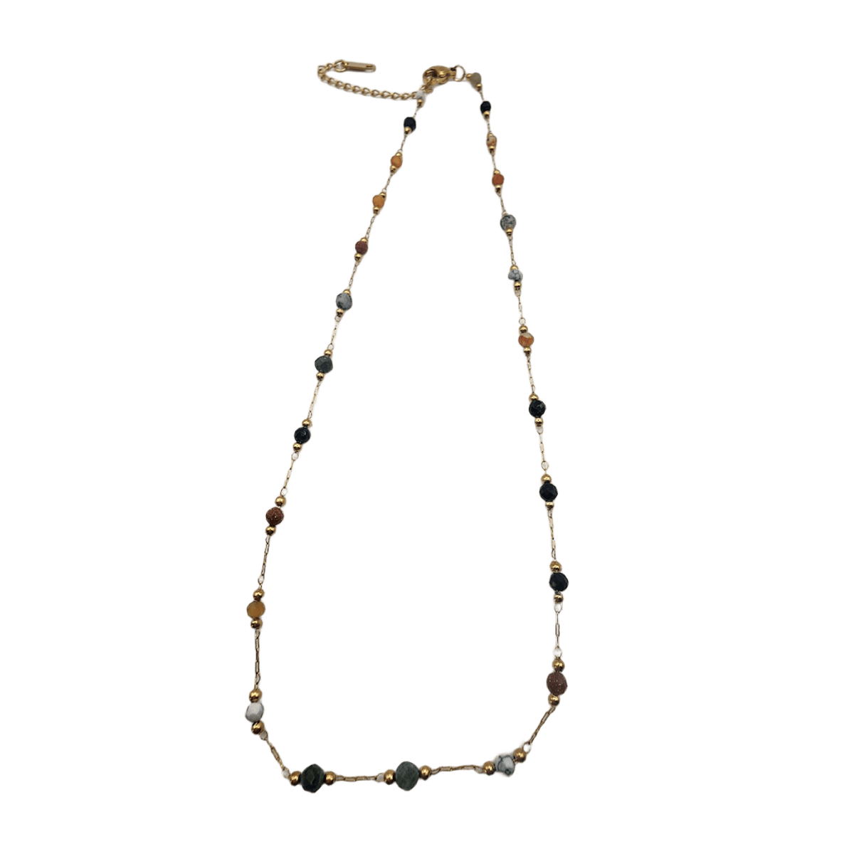 COLLIER PLAQUE OR ET PIERRES