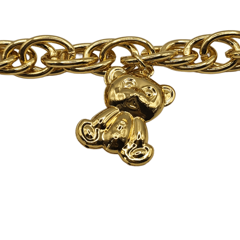 Bracelet plaqué or — mailles entrelacées avec 5 breloques ourson (longueur 21 cm) – Image 3