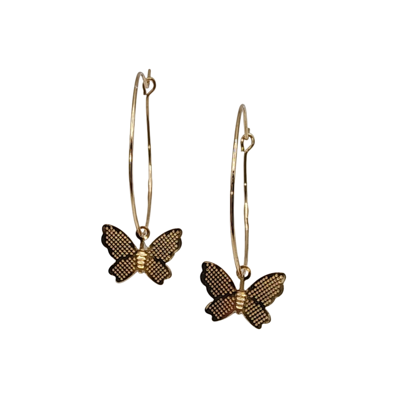 Créoles plaqué or motif papillon
