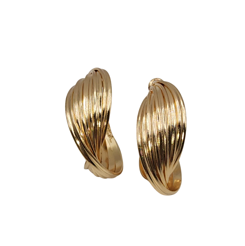 boucles d'oreilles créole à large torsade en plaqué or